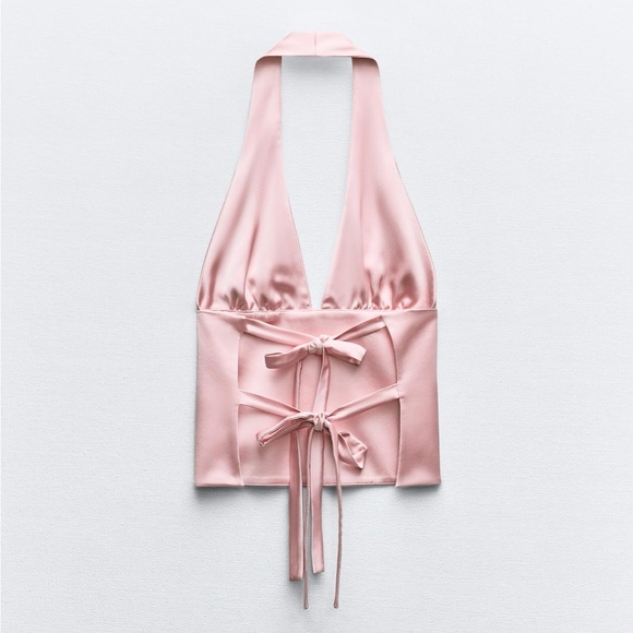Zara Satin Effects Tie Halter - Picture 2 of 6